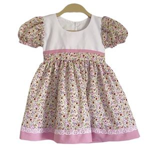 NEW! Handmade vintage style floral puff sleeve dress 2 years